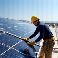 Solar panel installation in progress