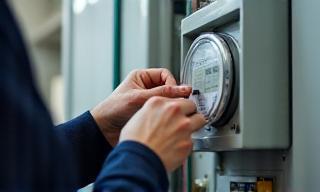 Person inspecting energy meter
