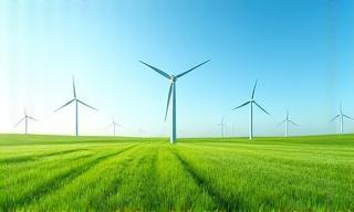 Wind turbines in a field